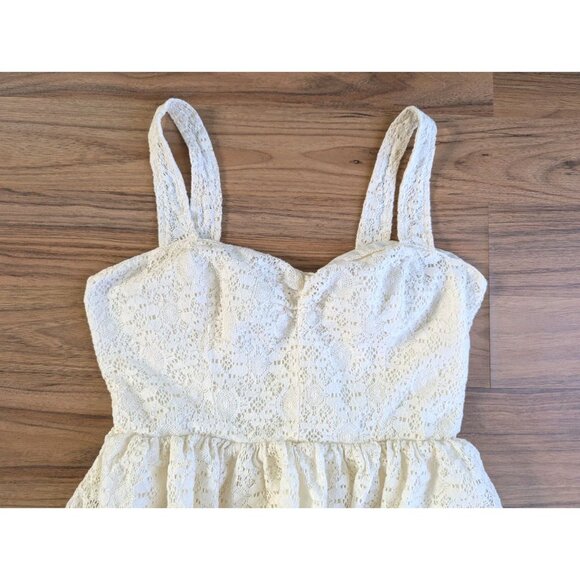 Guess Y2K White Lace Mini Dress Size XS/S Boho Western Sundress Crochet B9 - Picture 3 of 9